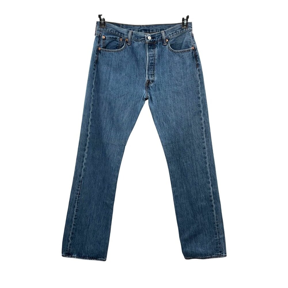 Levi’s 501 Jeans Mens 35x34 Blue Denim Button Fly Made in Egypt Used